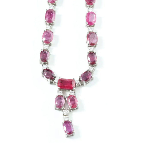 Collier Collier ras-de-cou haute joaillerie en or blanc 18 carats, rubis et diamants 58 Facettes