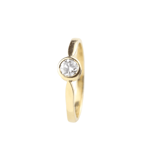 Bague 54 Bague solitaire en or jaune 18 carats avec diamant taille brillant 58 Facettes 129555E