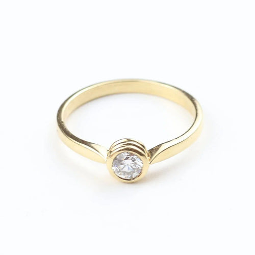 Bague 54 Bague solitaire en or jaune 18 carats avec diamant taille brillant 58 Facettes 129555E
