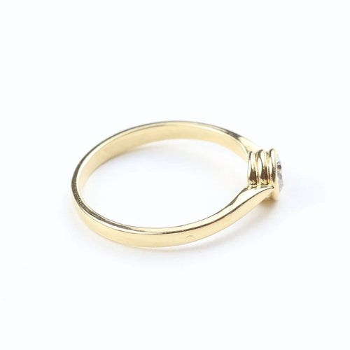 Bague 54 Bague solitaire en or jaune 18 carats avec diamant taille brillant 58 Facettes 129555E