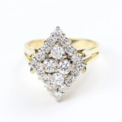 Bague 52 Bague géométrique en or jaune 18 carats, or blanc et diamants 58 Facettes 129418A