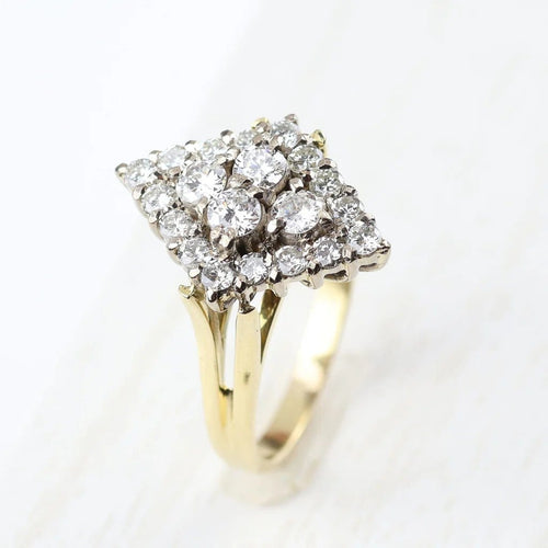 Bague 52 Bague géométrique en or jaune 18 carats, or blanc et diamants 58 Facettes 129418A