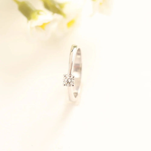 Bague 54 Bague solitaire en or blanc 18 carats avec diamant taille brillant 58 Facettes 126443