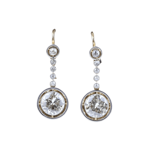Boucles d'oreilles Boucles d'oreilles vintage en or jaune 18 carats avec diamants naturels 58 Facettes