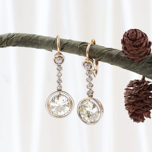 Boucles d'oreilles Boucles d'oreilles vintage en or jaune 18 carats avec diamants naturels 58 Facettes