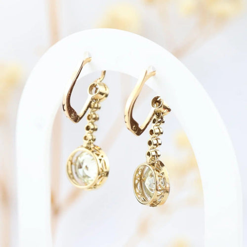 Boucles d'oreilles Boucles d'oreilles vintage en or jaune 18 carats avec diamants naturels 58 Facettes