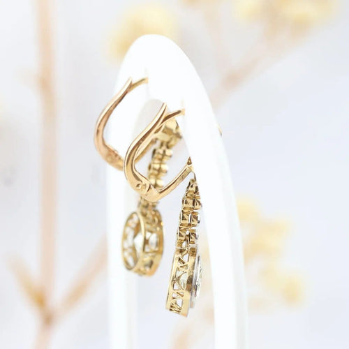 Boucles d'oreilles Boucles d'oreilles vintage en or jaune 18 carats avec diamants naturels 58 Facettes