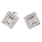 Boucles d'oreilles Boucles d'oreilles carrées double halo en or blanc 18 carats et diamants 58 Facettes 135023E