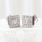 Boucles d'oreilles Boucles d'oreilles carrées double halo en or blanc 18 carats et diamants 58 Facettes 135023E