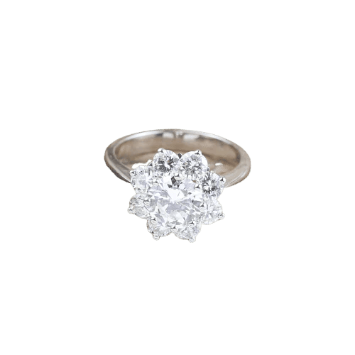 Bague 52 Bague rosette en or blanc 18 carats avec diamants 58 Facettes 136043