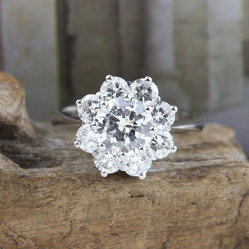 Bague 52 Bague rosette en or blanc 18 carats avec diamants 58 Facettes 136043