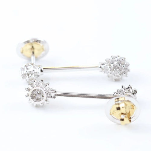 Boucles d'oreilles Boucles d'oreilles longues à rosettes en or blanc 18 carats et diamants 58 Facettes VV1-F