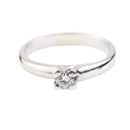 Bague 57 Bague solitaire classique en or blanc 18 carats avec diamant brillant 58 Facettes 135024M