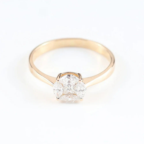 Bague 51 Bague en or rose 14 carats sertie de diamants taille marquise et princesse 58 Facettes 131455A