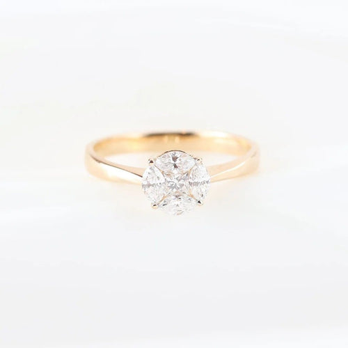 Bague 51 Bague en or rose 14 carats sertie de diamants taille marquise et princesse 58 Facettes 131455A