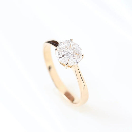 Bague 51 Bague en or rose 14 carats sertie de diamants taille marquise et princesse 58 Facettes 131455A