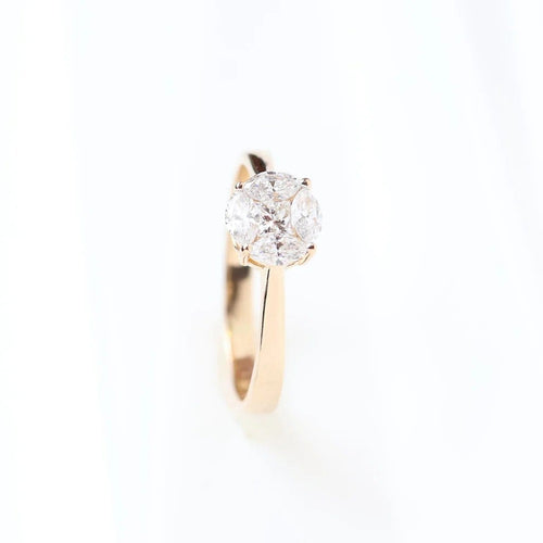 Bague 51 Bague en or rose 14 carats sertie de diamants taille marquise et princesse 58 Facettes 131455A