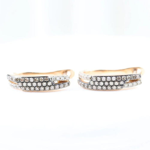 Boucles d'oreilles Boucles d'oreilles triple pavé en or rose 18 carats et diamants 58 Facettes 132996