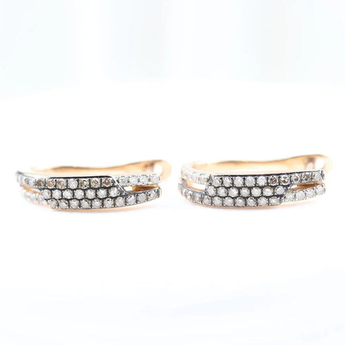 Boucles d'oreilles Boucles d'oreilles triple pavé en or rose 18 carats et diamants 58 Facettes 132996