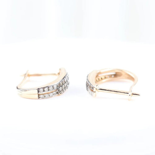 Boucles d'oreilles Boucles d'oreilles triple pavé en or rose 18 carats et diamants 58 Facettes 132996