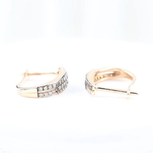 Boucles d'oreilles Boucles d'oreilles triple pavé en or rose 18 carats et diamants 58 Facettes 132996