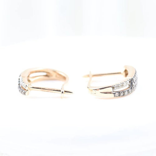 Boucles d'oreilles Boucles d'oreilles triple pavé en or rose 18 carats et diamants 58 Facettes 132996