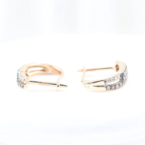 Boucles d'oreilles Boucles d'oreilles triple pavé en or rose 18 carats et diamants 58 Facettes 132996