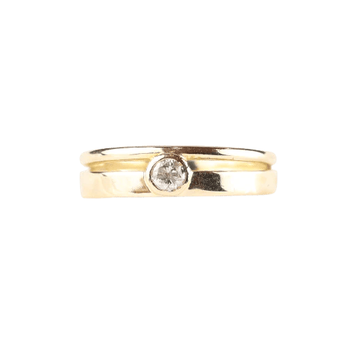 Bague 51 Bague solitaire en or jaune 18 carats avec diamant taille brillant 58 Facettes 159/24