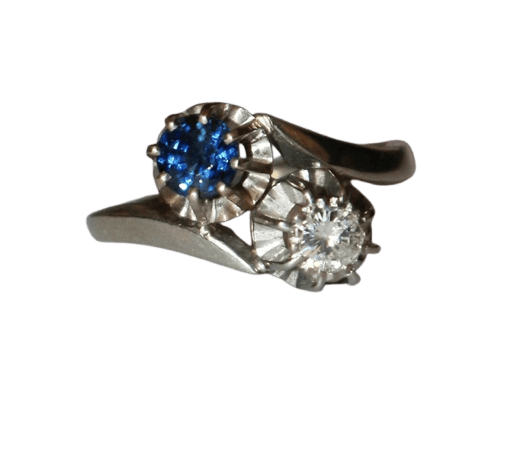 Bague 53 Bague Toi et Moi - Duo en or gris avec saphir et diamant 58 Facettes 583
