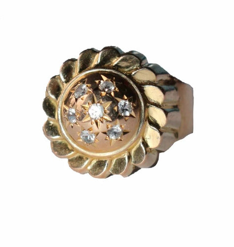 Bague 55 Bague dôme rétro en or jaune 18 carats 58 Facettes 575
