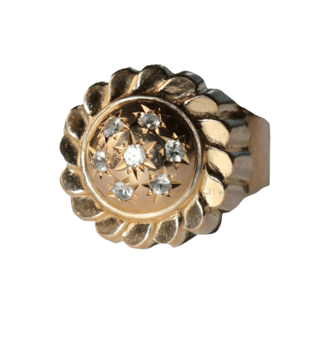 Bague 55 Bague dôme rétro en or jaune 18 carats 58 Facettes 575