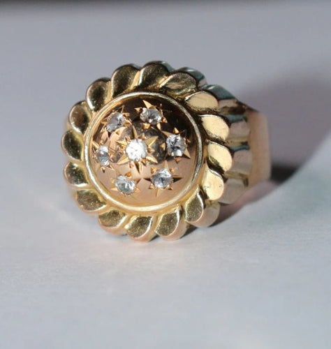 Bague 55 Bague dôme rétro en or jaune 18 carats 58 Facettes 575
