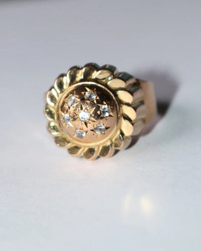 Bague 55 Bague dôme rétro en or jaune 18 carats 58 Facettes 575