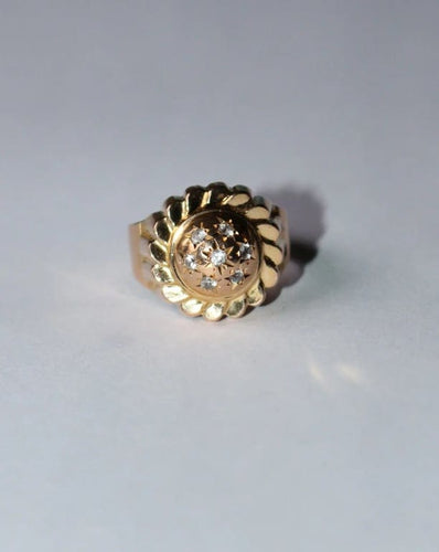 Bague 55 Bague dôme rétro en or jaune 18 carats 58 Facettes 575