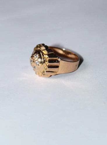 Bague 55 Bague dôme rétro en or jaune 18 carats 58 Facettes 575