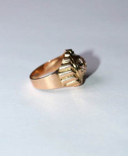 Bague 55 Bague dôme rétro en or jaune 18 carats 58 Facettes 575