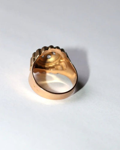 Bague 55 Bague dôme rétro en or jaune 18 carats 58 Facettes 575