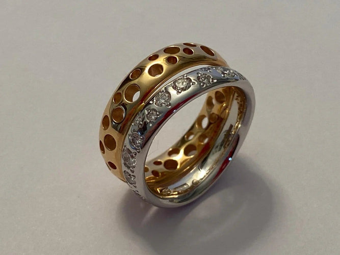 Bague 52 Pomellato Milan - Bague en or rose et or blanc 18 carats et diamants 58 Facettes
