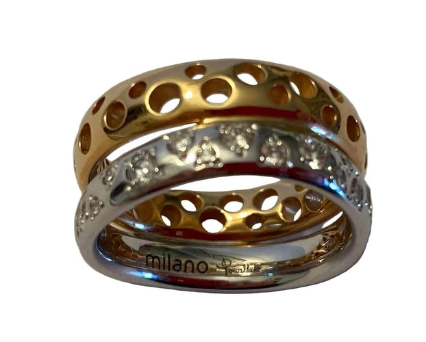 Bague 52 Pomellato Milan - Bague en or rose et or blanc 18 carats et diamants 58 Facettes