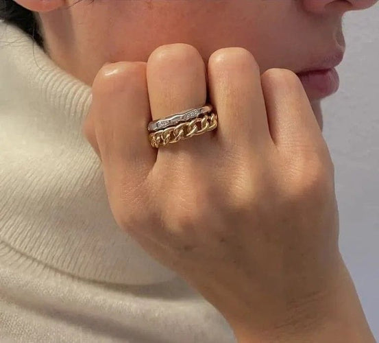 Bague 52 Pomellato Milano - Bague en or rose et or blanc 18 carats et diamants 58 Facettes