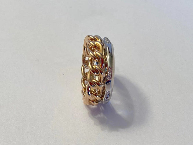 Bague 52 Pomellato Milano - Bague en or rose et or blanc 18 carats et diamants 58 Facettes