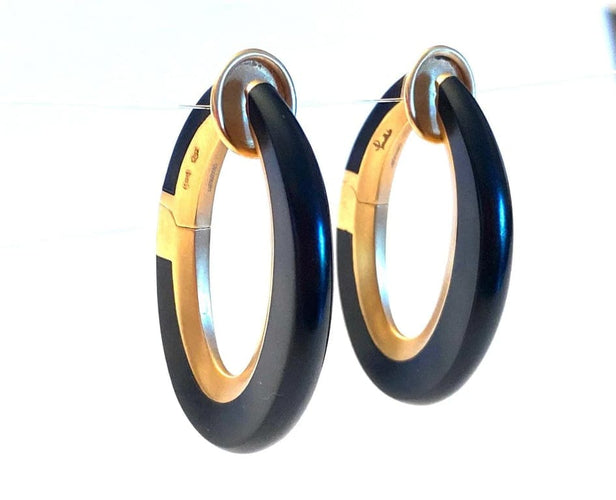 Boucles d'oreilles Pomellato Victoria - Boucles d’oreilles à clip en or rose 18 carats et jais 58 Facettes