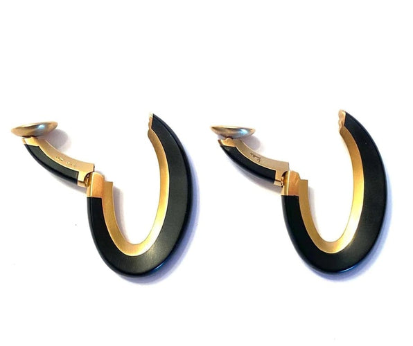 Boucles d'oreilles Pomellato Victoria - Boucles d’oreilles à clip en or rose 18 carats et jais 58 Facettes