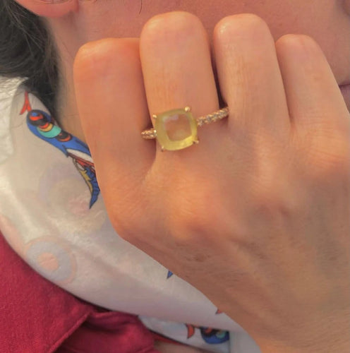 Bague 53 Pomellato Bébé - Bague en or rose, quartz citron et diamants bruns 58 Facettes