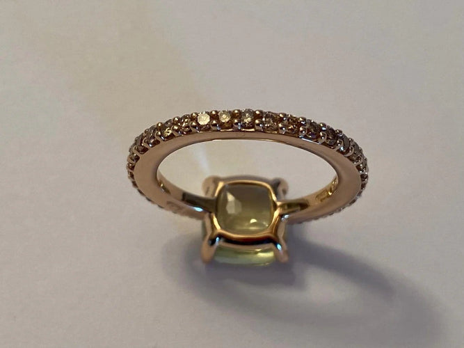 Bague 53 Pomellato Bébé - Bague en or rose, quartz citron et diamants bruns 58 Facettes