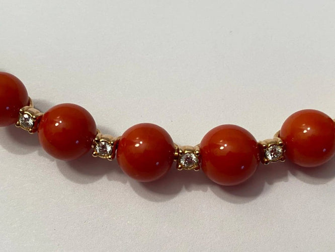 Collier Chantecler Chérie - Collier ras-du-cou en or rose 18 carats, diamants et corail 58 Facettes