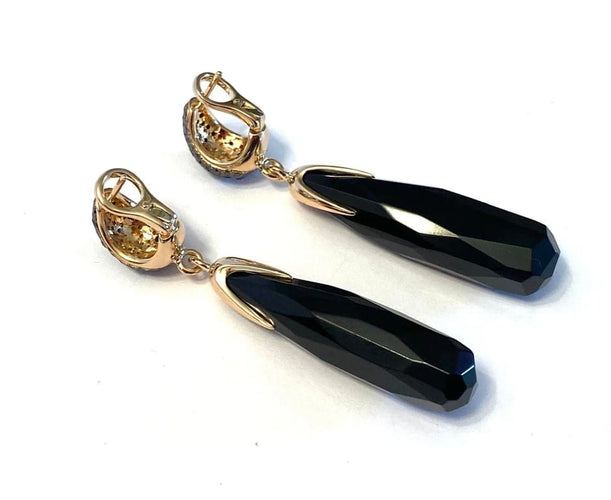 Boucles d'oreilles Pomellato Victoria - Boucles d’oreilles pendantes en or rose et diamants noirs 58 Facettes