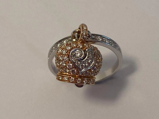 Bague 53 Chantecler Campanella - Bague Sonnerie de cloche en or blanc et diamants 58 Facettes