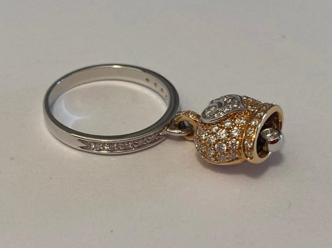 Bague 53 Chantecler Campanella - Bague Sonnerie de cloche en or blanc et diamants 58 Facettes