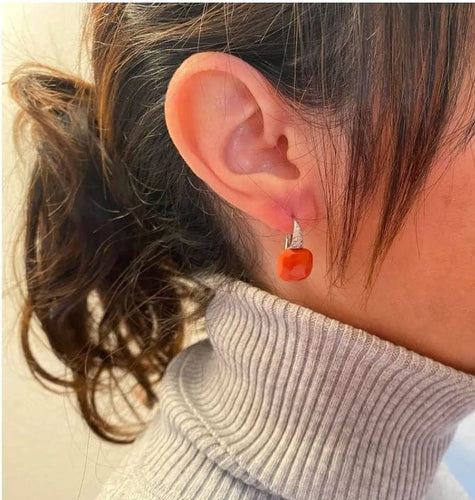 Boucles d'oreilles Pomellato Capri - Boucles d'oreilles en or blanc 18 carats avec corail et diamants 58 Facettes